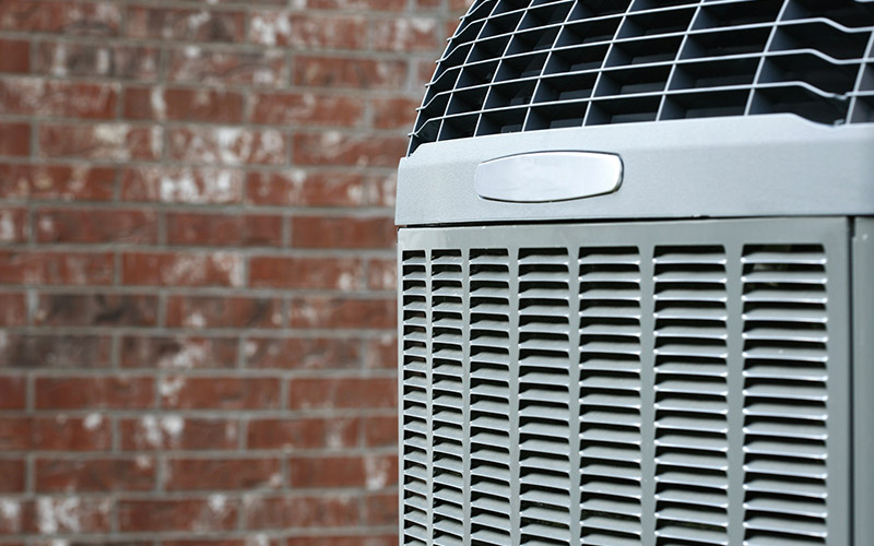 Close up of high efficiency modern AC-heater unit