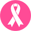 White ribbon pink background icon