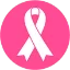 White ribbon pink background icon