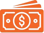 A stack of orange dollar bill icons.