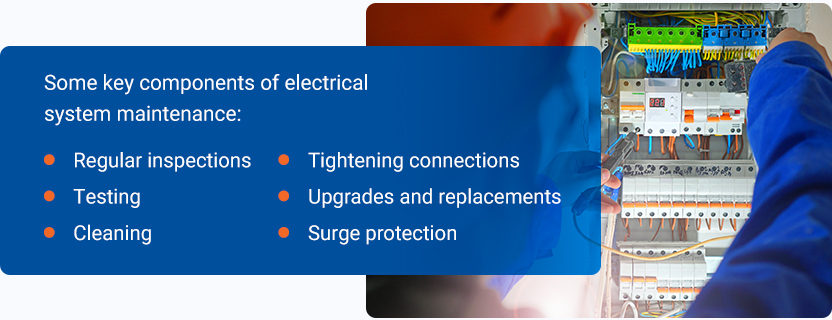 Key components of electrical system maintenance.